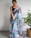 standard digital floral prints organza saree thumb 4