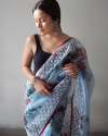 standard digital floral prints organza saree thumb 5