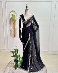 standard handwork mirror Georgette saree