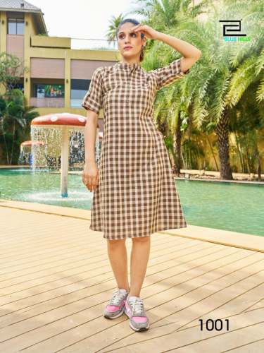Style checks Print Pure cotton Midi Dress