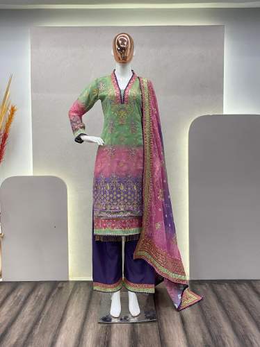 Stylish Pakistani Georgette Printed Mix Colour Palazzo Suit