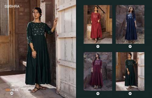Subhra Cotton Long Kurti Collection By 100 Miles At Wholesale 