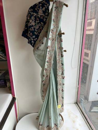 Super Hit chiffon Silk Saree with Sequence With Cutwork Border