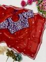 Super Hit Embroidery Sequence Organza Silk Saree thumb 2