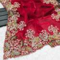 Super Hit Multi Thread Embroidery Work Jimmy Choo Silk Saree thumb 6