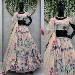 Tabby Organza Thread With Sequence work Lehengha  Choli