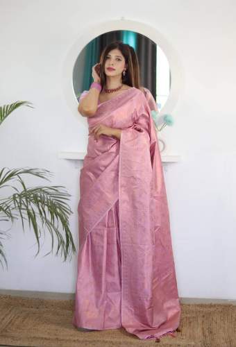 THE ALMAARI 1006 ROSE PINK banarasi silk saree