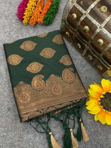THE ALMAARI 1016 GREEN satin banarasi silk saree