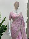 Thred & Sequnce work Chinon Silk Saree thumb 1