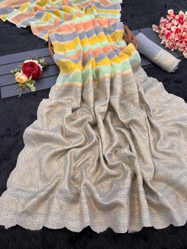 Traditional acquard Work Amd Siroski Work Cotton Saree