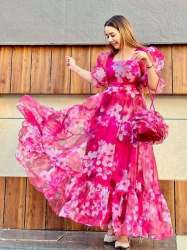 trendi organza material stylelist maxi dress