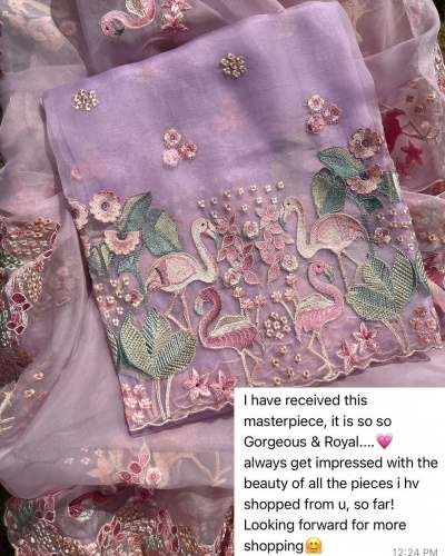 trendi Organza Silk Un-Stitched dress material