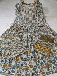  trendi  Printed work naira cut kurti  pant with dupatta set 