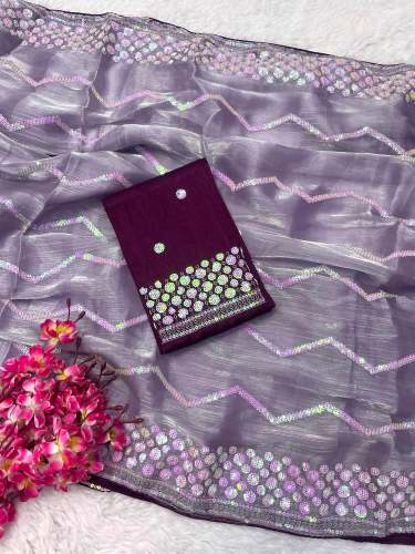 trendi Sequence Embroidery Work Jimmy Choo Saree