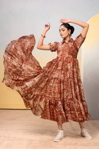 Trendy Tabby Silk Printed Long Frock