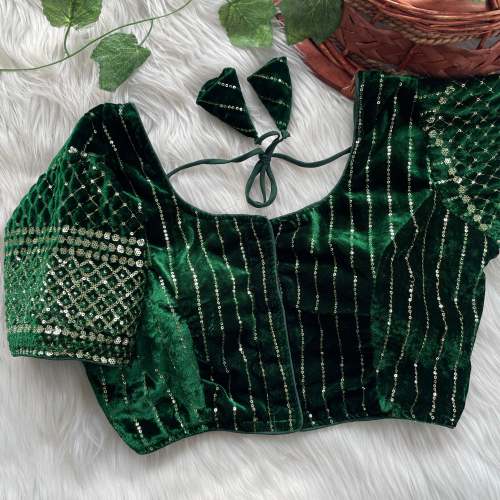 Wedding Wear Velvet Ready made Blouse With Embroidery Work