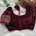 Wedding Wear Velvet Ready made Blouse With Embroidery Work thumb 11