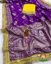 wedding wear Zari & Meena zecard weaving viscose Dola Silk Saree thumb 2