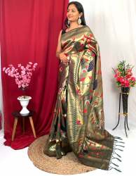 Women's Paithani Silk Saree With Unstitched Blouse Piece