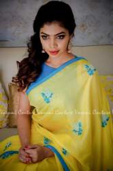 Yellow kemu saree