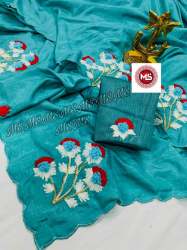 Embroidery silk saree with unn work