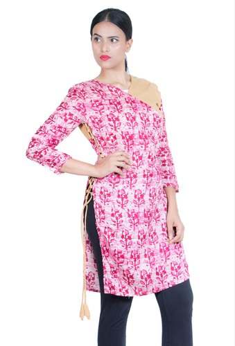 Pink Cotton Kurti for Ladies by Vooz Ecom LLP
