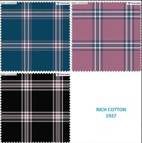 58 Inches Pc Twill Checks Shirting Fabric 