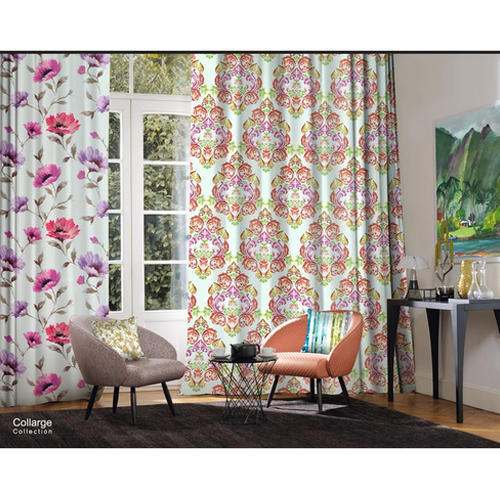 Printed collage curtain fabric