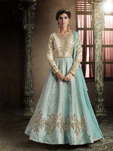 Ladies Silk Anarkali Suit by Cloud Curry Pvt Ltd