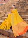 Ladies Yellow Banarasi Art Silk Saree
