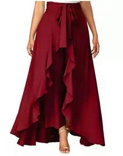 Party wear Maroon Raffle Palazzo Pant by K Mart