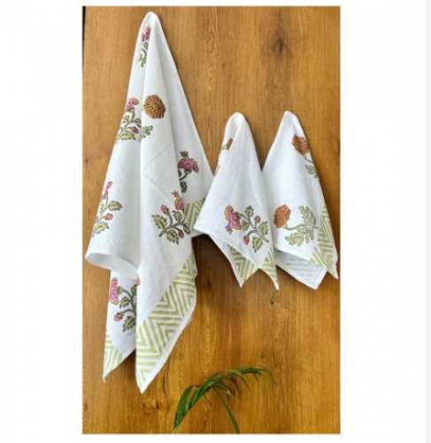 Buy Hand Block Printed Cotton Bath Towel by B S Exports And Printing