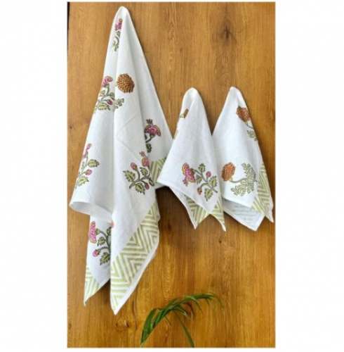 Hand Block Print Cotton Bath Towel by B S Exports And Printing