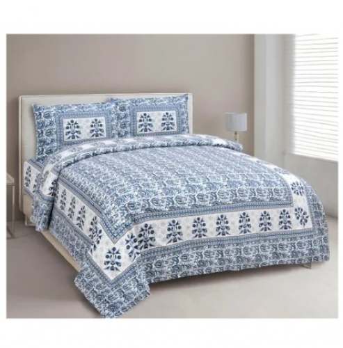 Jaipuri Floral Printed Cotton Bed Sheet