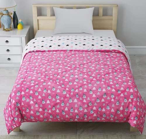 Pink Color Single Bed Sheet For Kids  by B S Exports And Printing