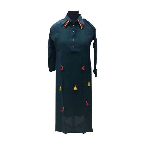 Fancy Plain Cotton Kurti With Tassle  by Aayesh Housekeeping Services