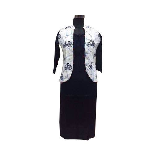 Fancy Plain Kurti with Printed Jacket  by Aayesh Housekeeping Services