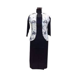 Fancy Plain Kurti with Printed Jacket 