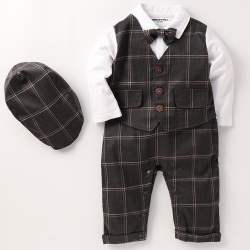 Bow Applique Brown Formal Style Romper