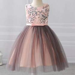 embroidery sleeve less net dress