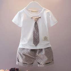 T-Shirt With Detachable Tie And Short Set