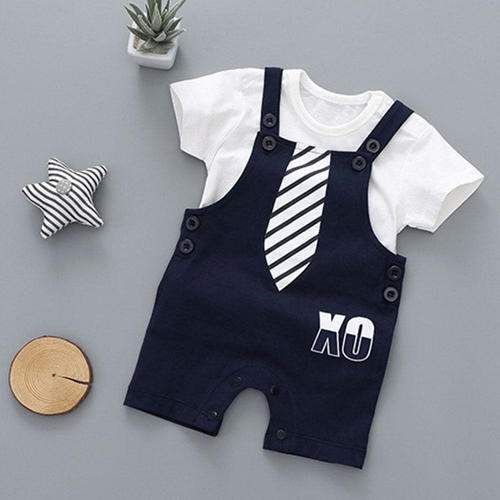 Tie Print Navy Dungaree