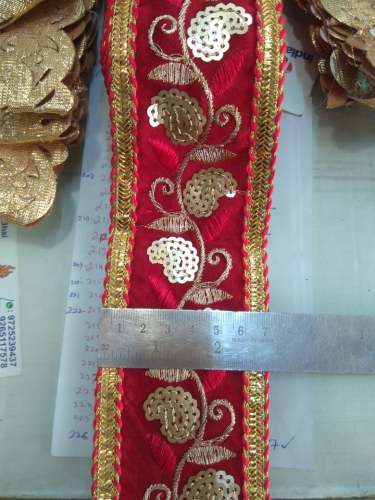 Fancy Red Lace by Woven Lace Border Manufacturers Exporters 