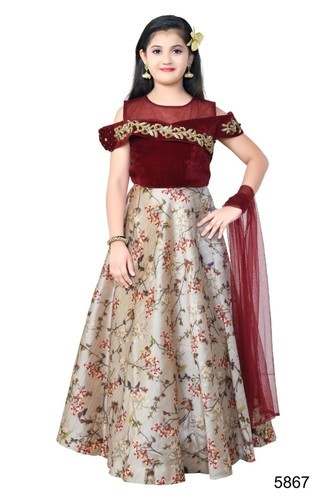 fancy sleeve printed gown