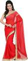 Fancy Plain Chiffon Saree with Lace Border