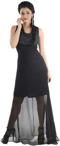 Lon Party Wear Black Western Dress