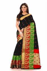 Black Double Keri Print Cotton Silk Saree