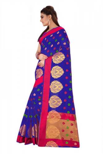 Blue Stylish Cotton Silk Saree