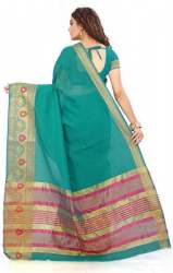 Ocean Green Cotton Silk Sarees