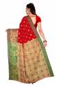 Red Mor Print Cotton Silk Sarees thumb 2